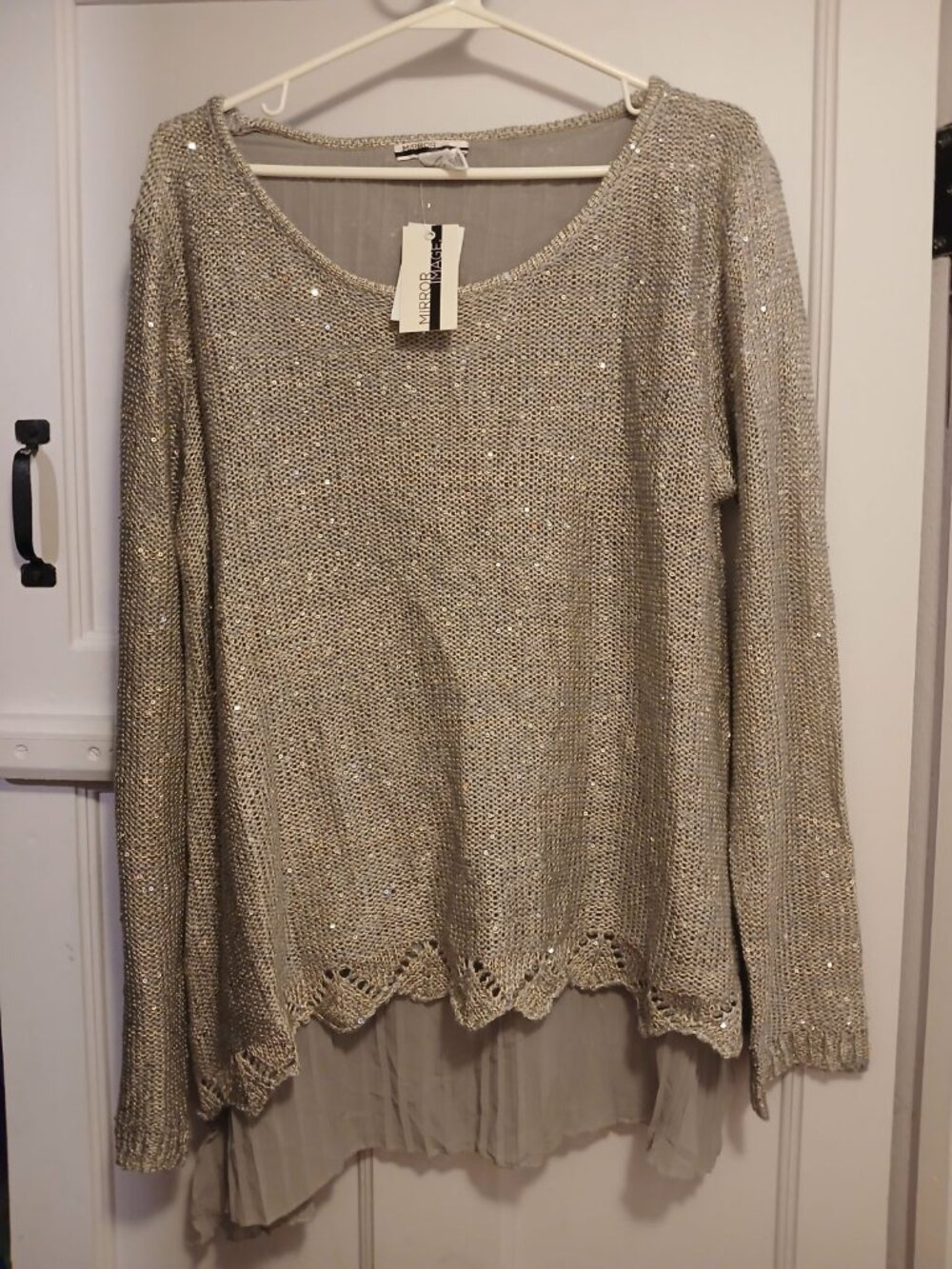 Mirror Image Womens L Gray Long Sleeve Top NWT
